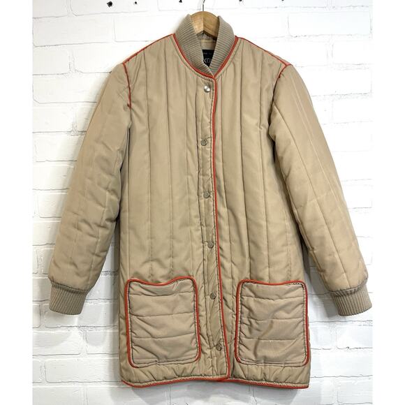 MAXONE Vintage Tan Quilted Spring Jacket Size Med- Large } Deep Pockets - Picture 7 of 10
